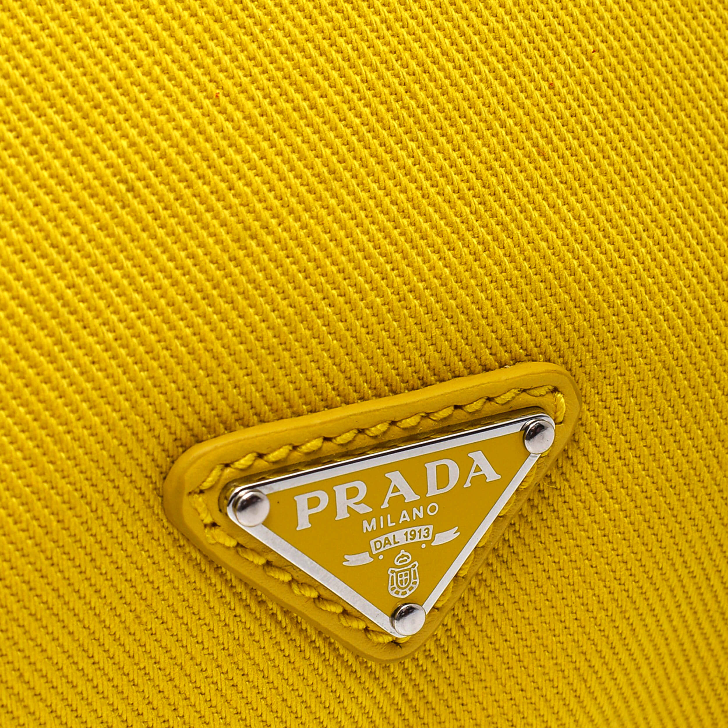 Prada - Sunny Yellow Canvas Logo Clutch Bag